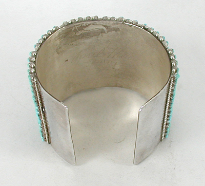 Authentic Native American sterling silver Turquoise Snake Eye Bracelet by Zuni April Haloo 