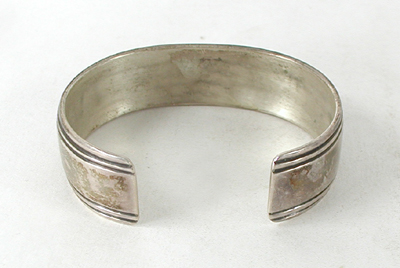 Sterling Silver overlay and turquoise bear bracelet 6 1/2 inch by Navajo silversmith Francis Tabaha