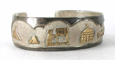 Authentic Native American Sterling Silver Storyteller Bracelet size 6 1/2