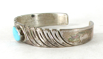 Vintage Sterling Silver and Turquoise Bracelet 6 1/4 inch by Navajo silversmith Steve Yellowhorse