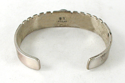 Vintage Sterling Silver and Turquoise Bracelet 6 1/4 inch by Navajo silversmith Steve Yellowhorse