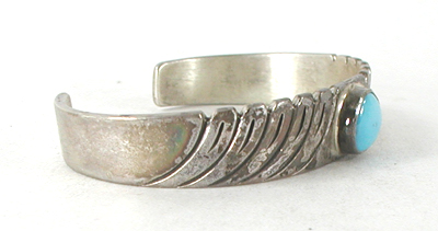 Vintage Sterling Silver and Turquoise Bracelet 6 1/4 inch by Navajo silversmith Steve Yellowhorse