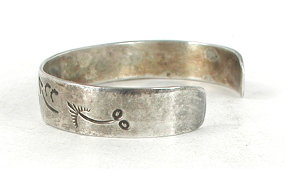 vintage sterling silver Chip Inlay Bracelet 6 1/2 inch