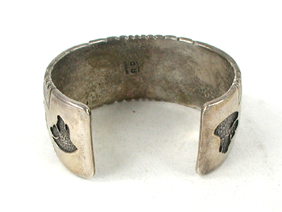 authentic Native American sterling silver Overlay Bear Paw Turquoise Bracelet 6 3/4 inch by Navajo silversmith Charlie Bowie