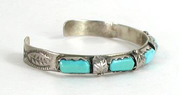 authentic Native American Sterling Silver Turquoise Bracelet by Zuni silversmith Wayne Cheama 6 1/4 inch 