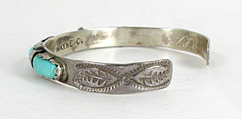 authentic Native American Sterling Silver Turquoise Bracelet by Zuni silversmith Wayne Cheama 6 1/4 inch 