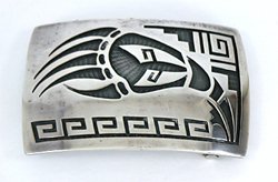 Authentic Vintage Hopi bear paw belt buckle by Lawrence Saufkie