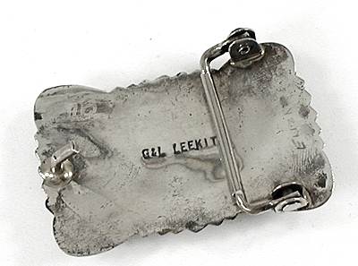 Authentic Native American sterling silver and Turquoise belt buckle by Zuni artist George and Lupeta Leekity
