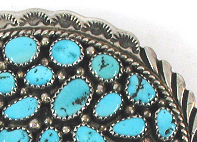 Authentic Native American sterling silver and Turquoise belt buckle by Navajo artisan Vivian Jones
