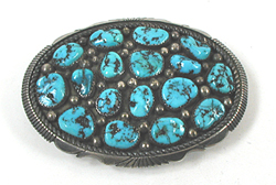Authentic Native American sterling silver and Turquoise belt buckle by Navajo artisan Keith James