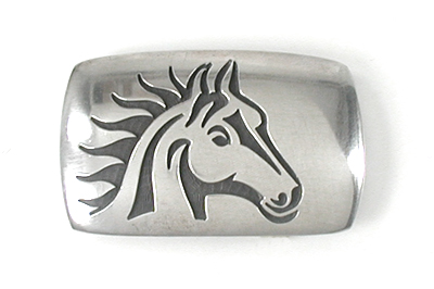 Authentic Native American sterling silver overlay horse head Belt buckle by Hopi artisan Bernard Dawahoya