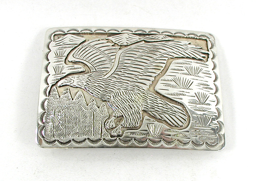vintage solid sterling silver flying eagle buckle