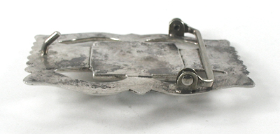 Vintage tufa cast sterling silver belt buckle with turquoise frog
