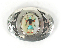 sterling silver belt buckle with Inlay Kachina