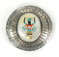 sterling silver belt buckle with Inlay Kachina