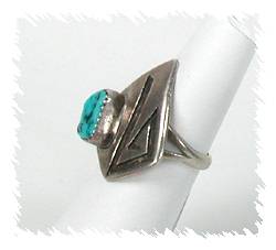 Hopi Sterling Silver  Turquoise Inlay Coral Turquoise  Ring