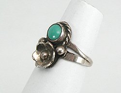 Navajo Sterling Silver Turquoise Flower Ring