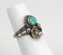 Navajo Sterling Silver Turquoise Flower Ring
