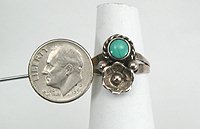 Navajo Sterling Silver Turquoise Flower Ring