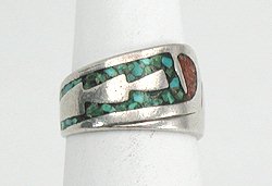 Navajo Sterling Silver Coral Ring