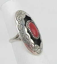Sterling Silver  coral shadowbox ring