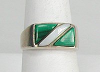 Sterling Silver  Malachite and Mother of Pearl ring