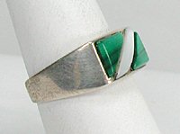 Sterling Silver  Malachite and Mother of Pearl ring