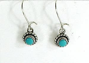 Native American Navajo sterling silver Simulated Turquoise earrings wire
