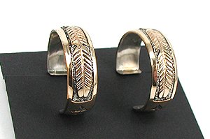 Native American Navajo sterling silver gold  earrings Post