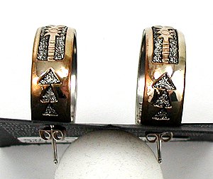 Native American Navajo sterling silver gold  earrings Post