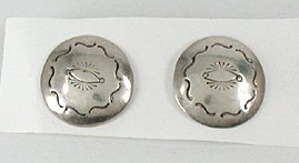 Sterling Silver stamped concho post Earrings