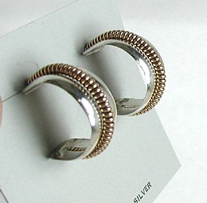 Authentic Native American Navajo sterling silver gold filled post earrings by Navajo 