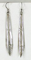 stamped sterling silver long wire earrings
