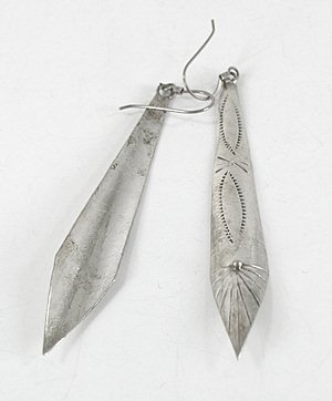 stamped sterling silver long wire earrings