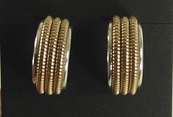 Vintage NOS Sterling Silver and gold filled post hoop earrings