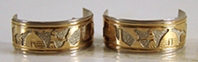 Authentic Native American sterling silver and gold storyteller hoop earrings by Navajo Offina Pino