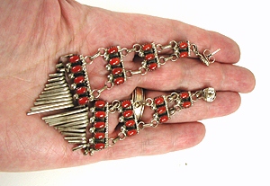 Authentic Native American sterling silver Coral Post earrings by Zuni artist Eddie Jarmillo