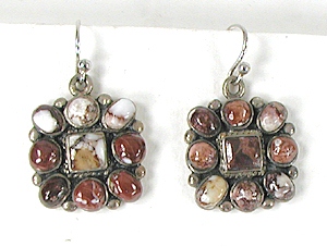 new old stock sterling silver Jasper Cluster Wire earrings