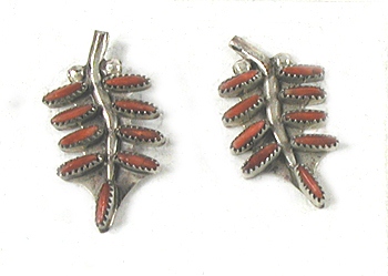 new old stock Coral Needlepoint post earrings