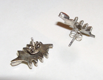 new old stock Coral Needlepoint post earrings