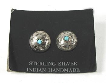 new old stock turquoise Concho post earrings