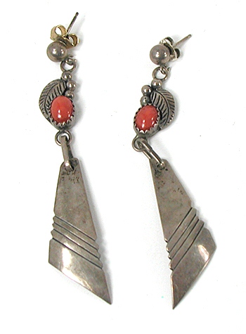 sterling silver and Coral post earrings