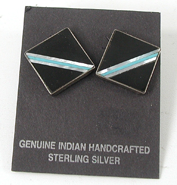 sterling silver stone inlay post earrings