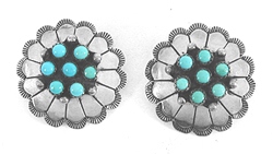 sterling silver stone Turquoise Cluster Post earrings