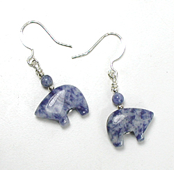 sterling silver and Lapis bear earrings