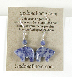 sterling silver and Lapis bear earrings