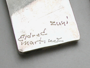 sterling silver post earrings with inlay of turquoise and mother of pearl by Zuni artisan Eldred Martinez