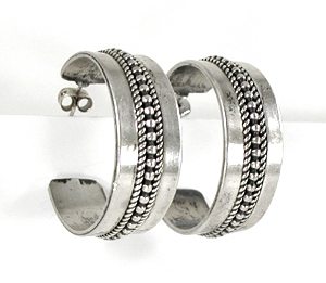 sterling silver post hoop earrings with filigreer by Navajo artisan Ron Yazzie