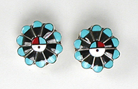 sterling silver and stone inlay sunface post earrings