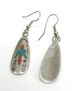 sterling silver chip inlay Peyote Bird wire-style earrings